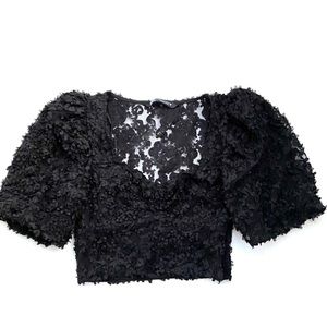 Zara Lace Puff Sleeved Crop Top